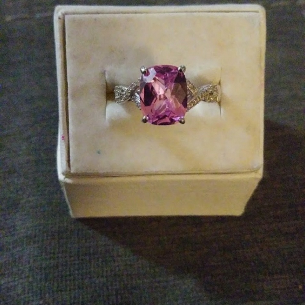 Pink and white sapphire ring